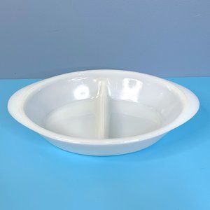 Glasbake Vintage Dish White Milk Glass J2352 Divided Serving Bowl Microwave Safe